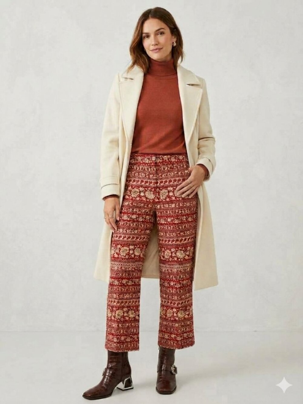 Sézane Tiago Trousers Sara Red Straight Leg High Rise Cotton Linen Pants 32